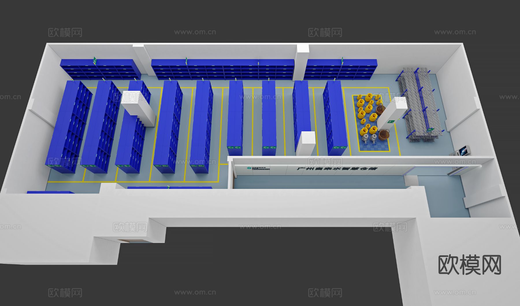 现代车间仓库 储物间3d模型