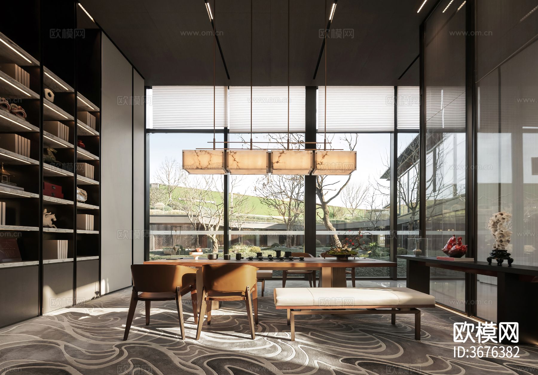 新中式售楼处装修效果图下载（渲染图1）