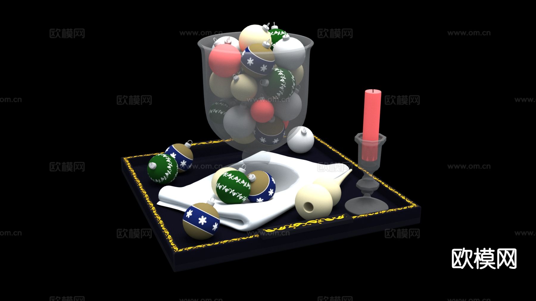 现代圣诞节 礼物摆件3d模型