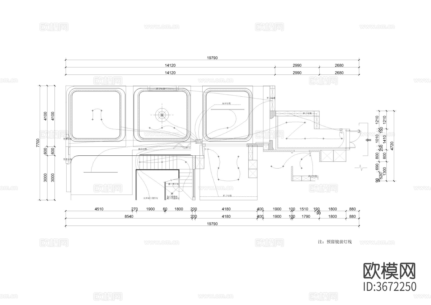 350㎡三层别墅室内cad施工图下载（渲染图6）