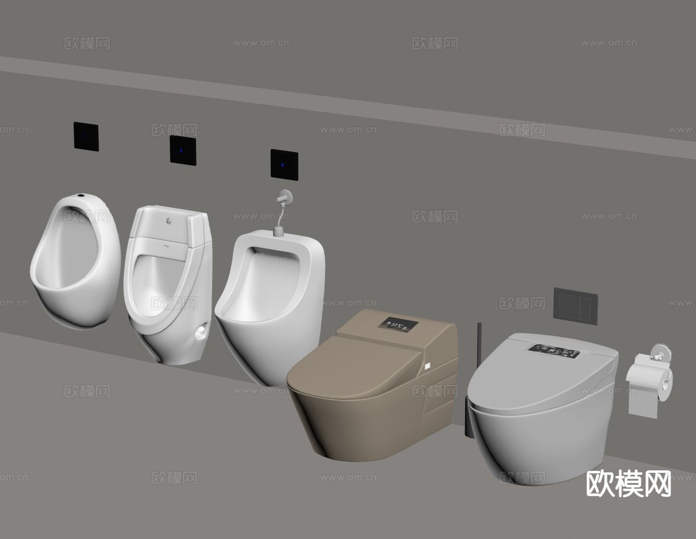 小便斗 小便器 马桶su模型下载（渲染图1）