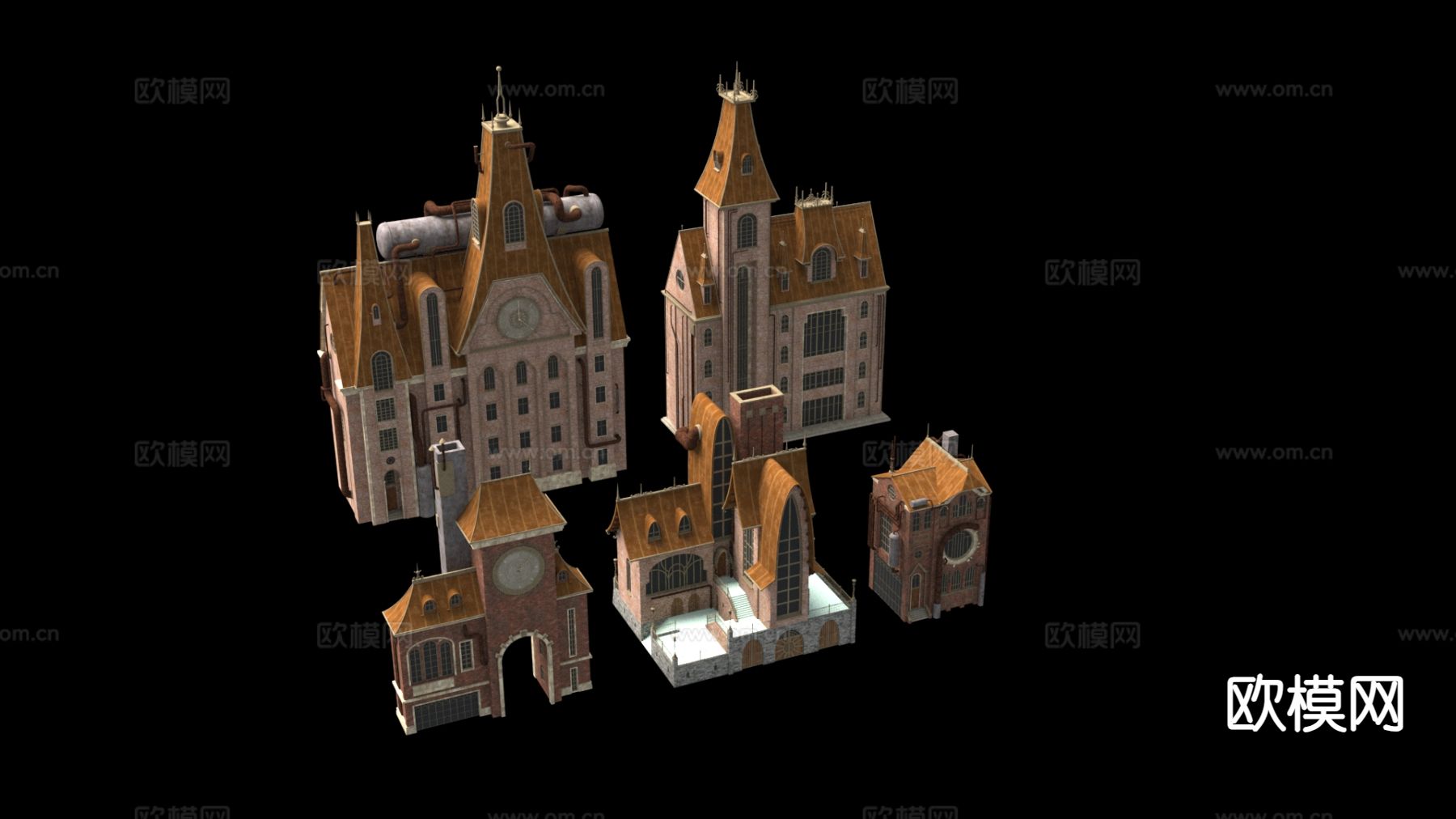 欧式城堡外观su模型下载（渲染图2）