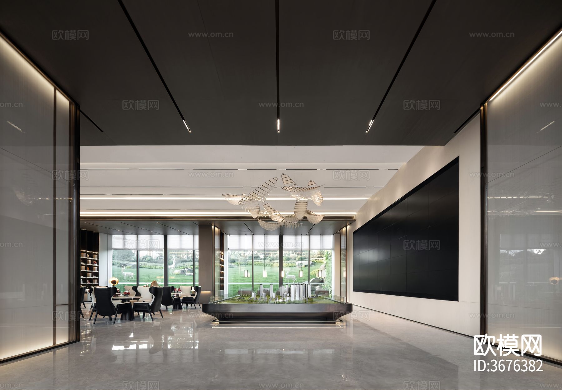 新中式售楼处装修效果图下载（渲染图6）