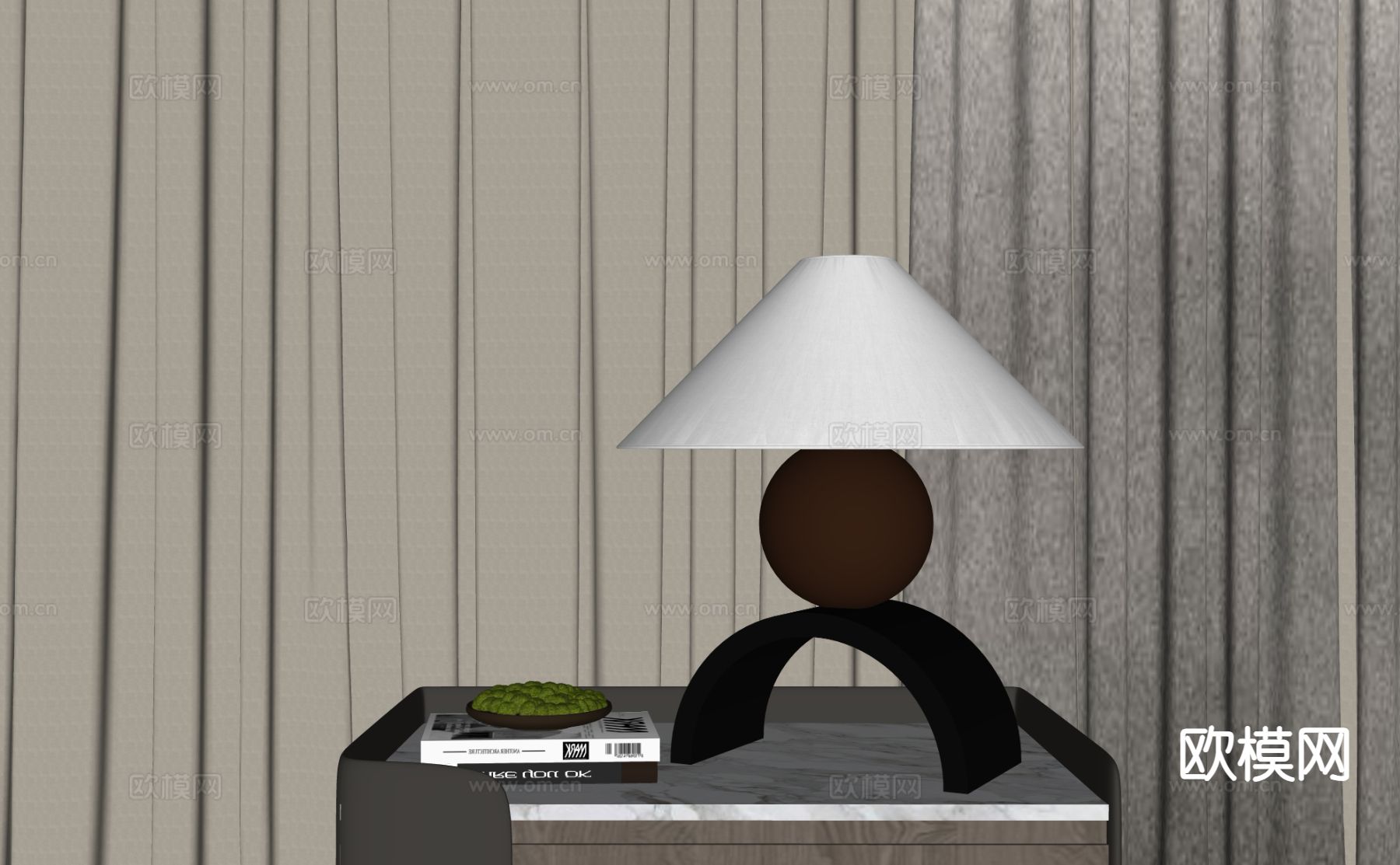 轻奢台灯 简约台灯su模型下载（渲染图1）