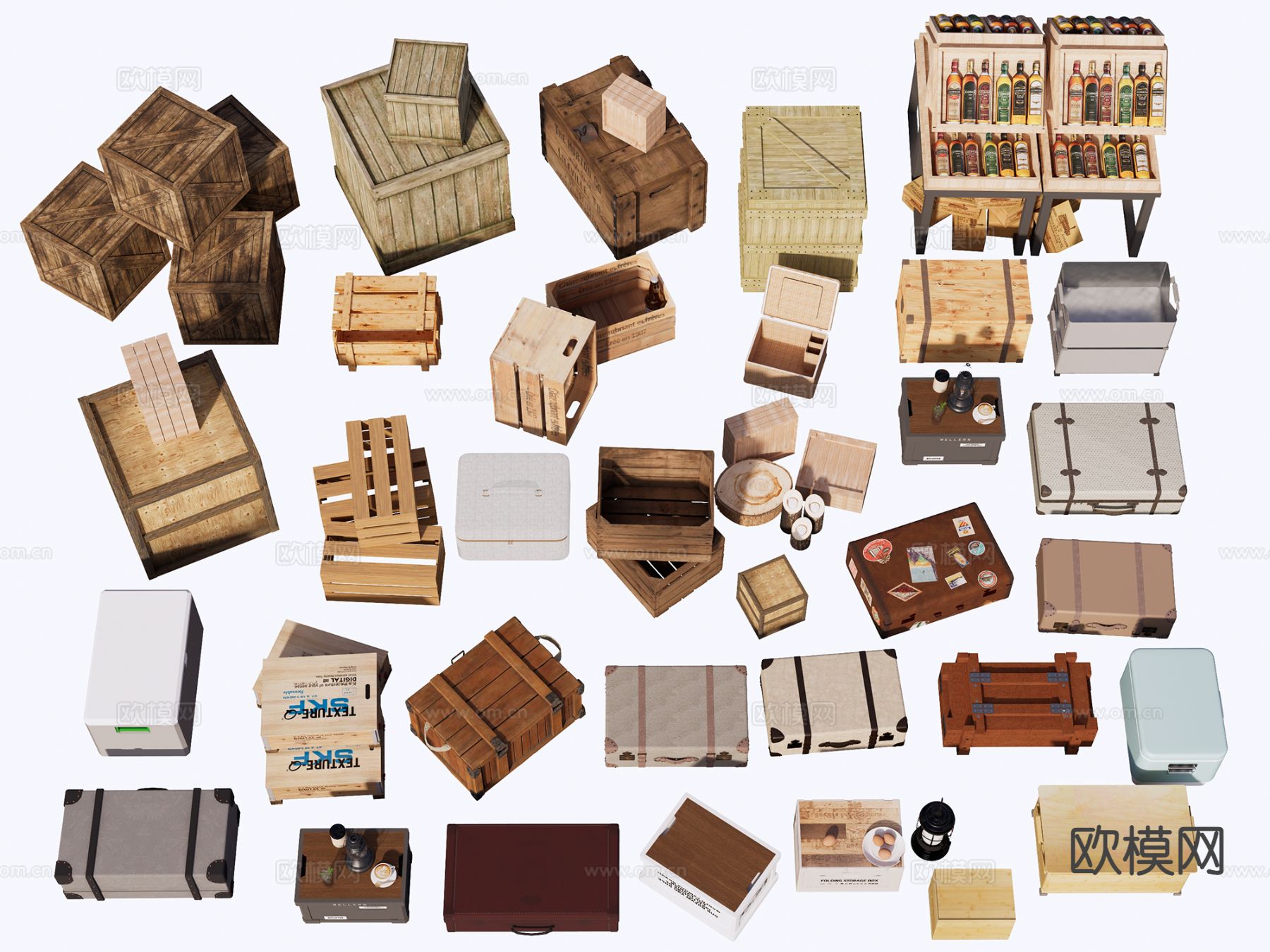 露营收纳箱 皮箱 皮革箱su模型下载（渲染图2）