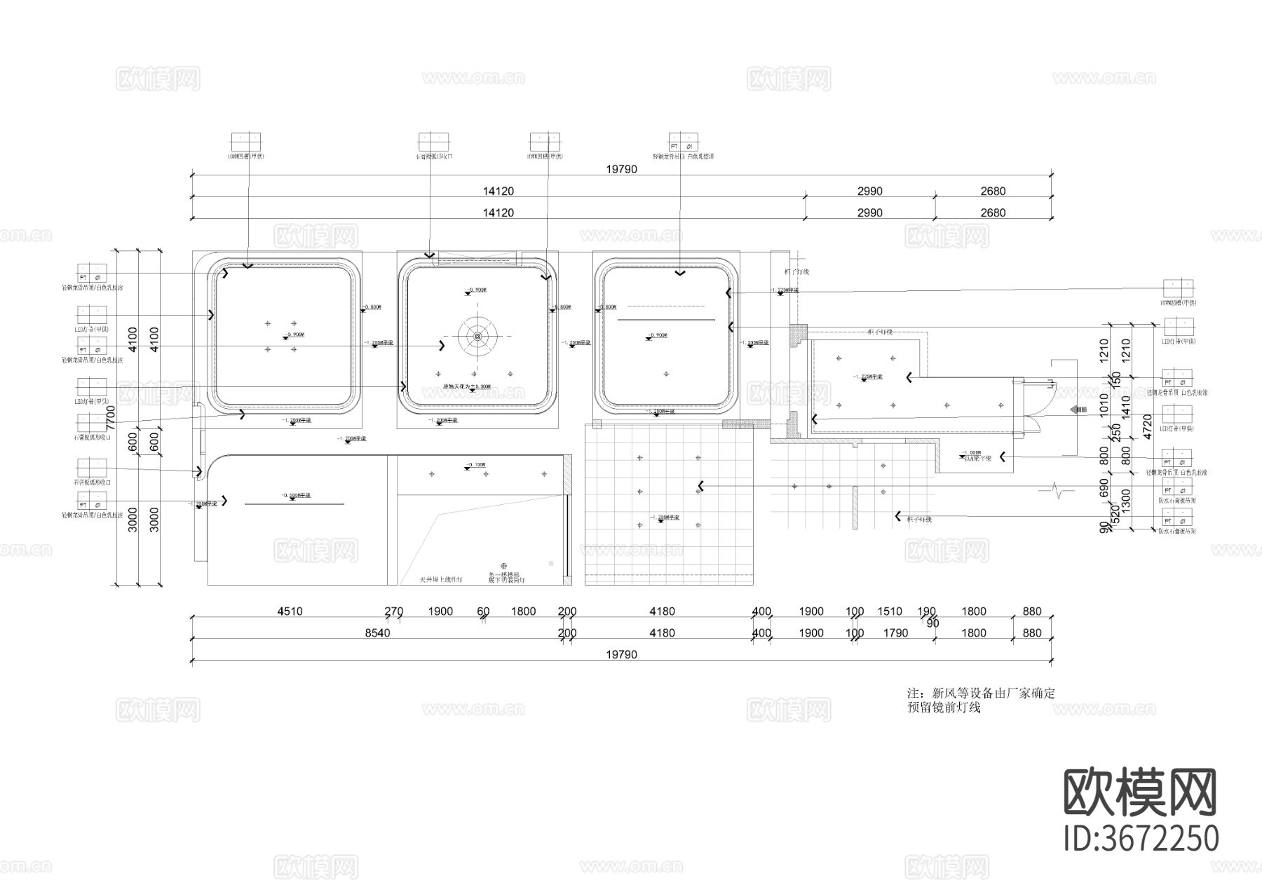 350㎡三层别墅室内cad施工图下载（渲染图5）
