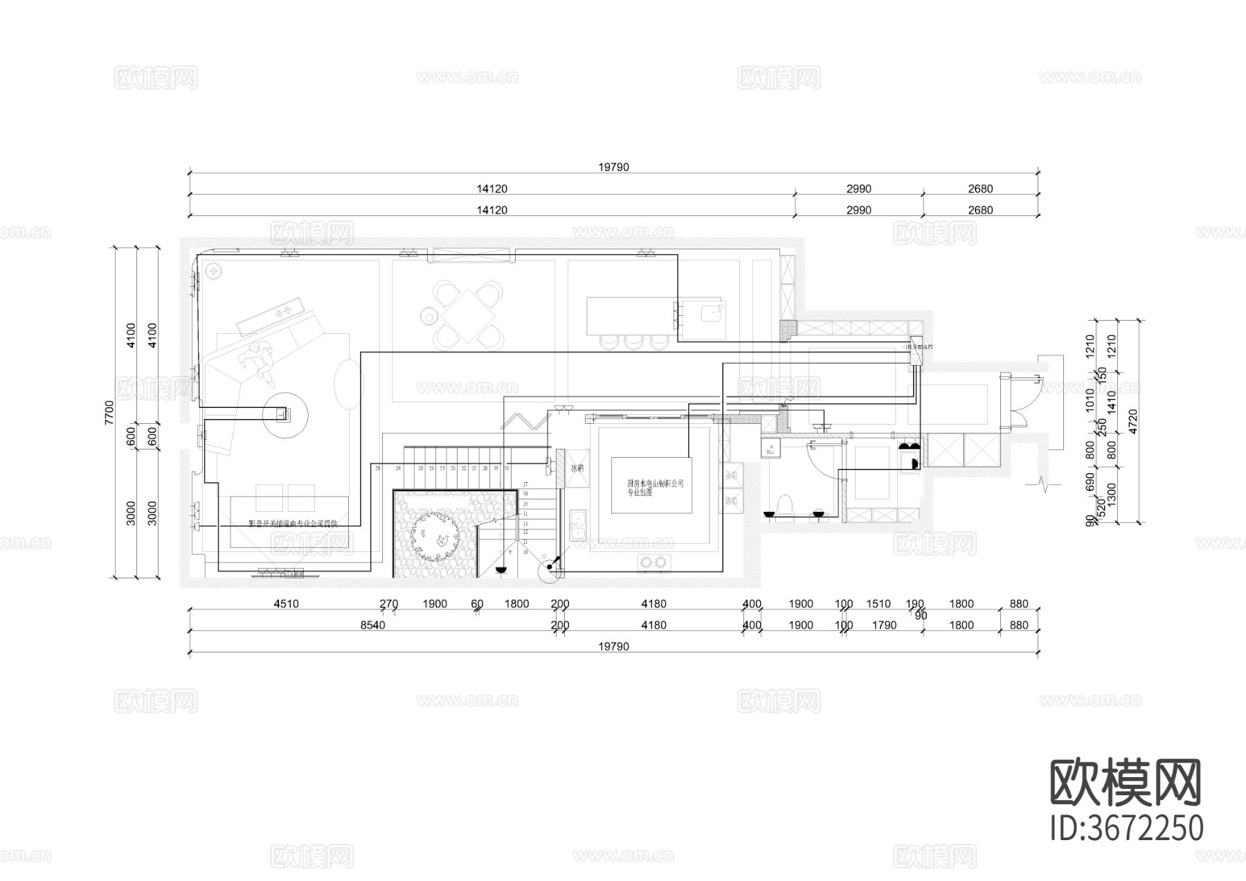 350㎡三层别墅室内cad施工图下载（渲染图8）