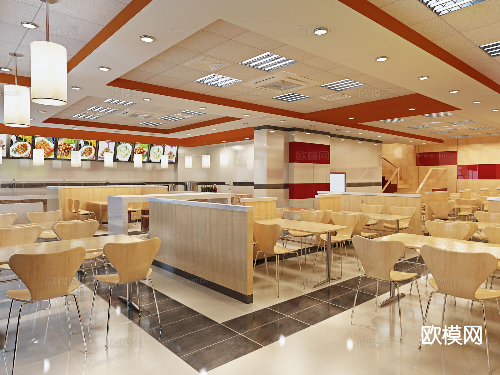 现代快餐厅 快餐馆3d模型下载