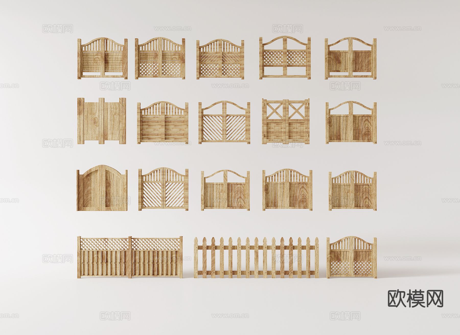 现代栅栏门 庭院门 牛仔门3d模型