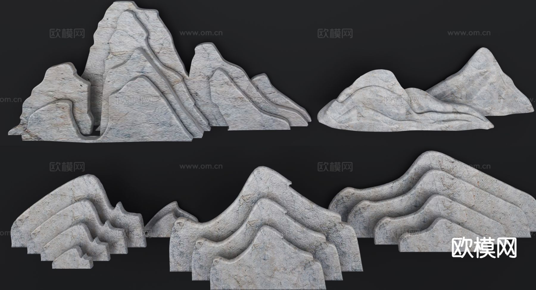 新中式禅意石景 石头3d模型