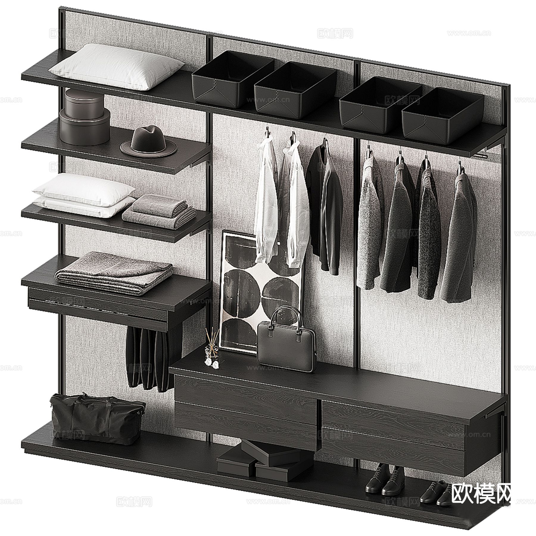 开放式衣柜 无门衣柜su模型下载（渲染图4）