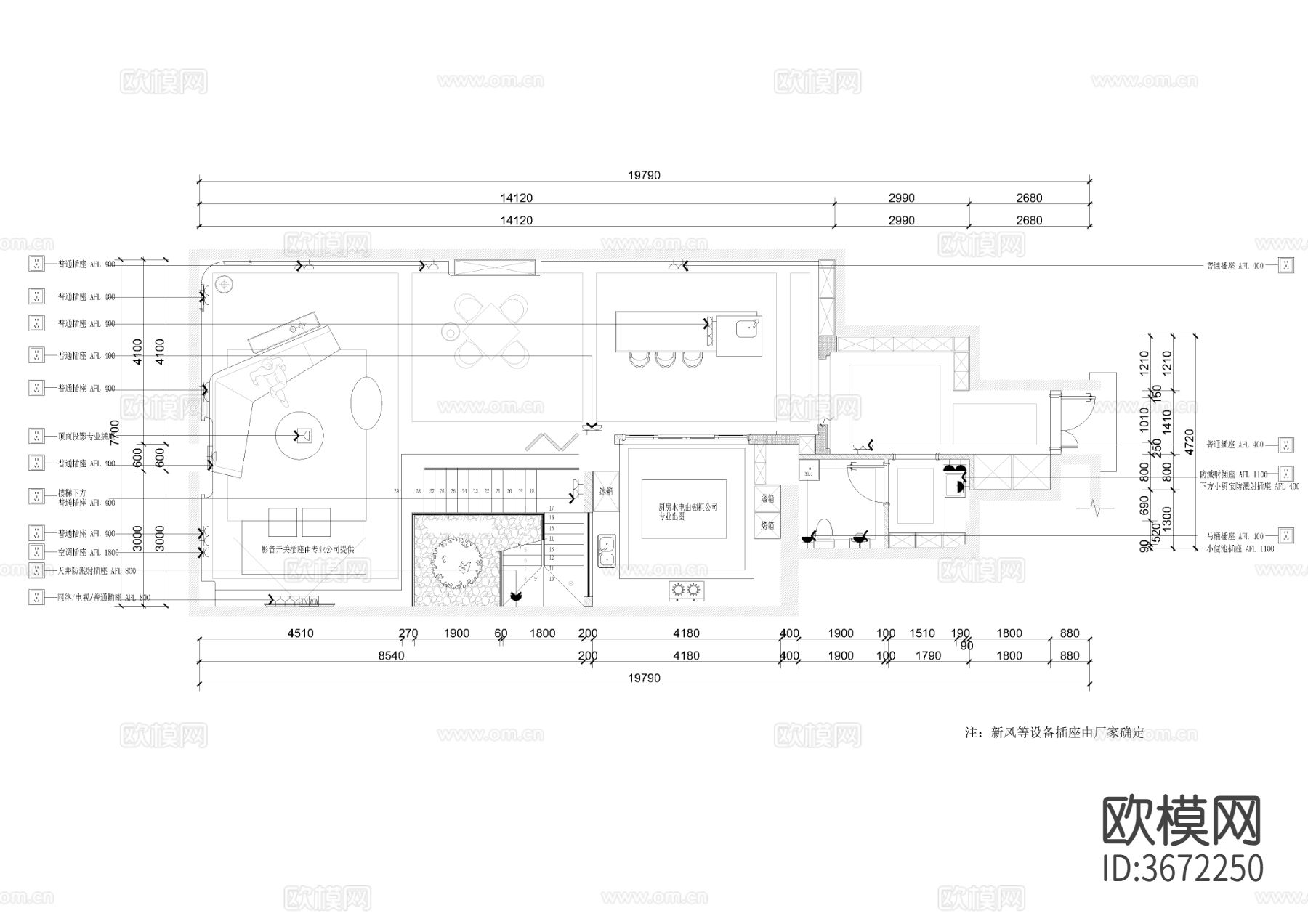 350㎡三层别墅室内cad施工图下载（渲染图7）