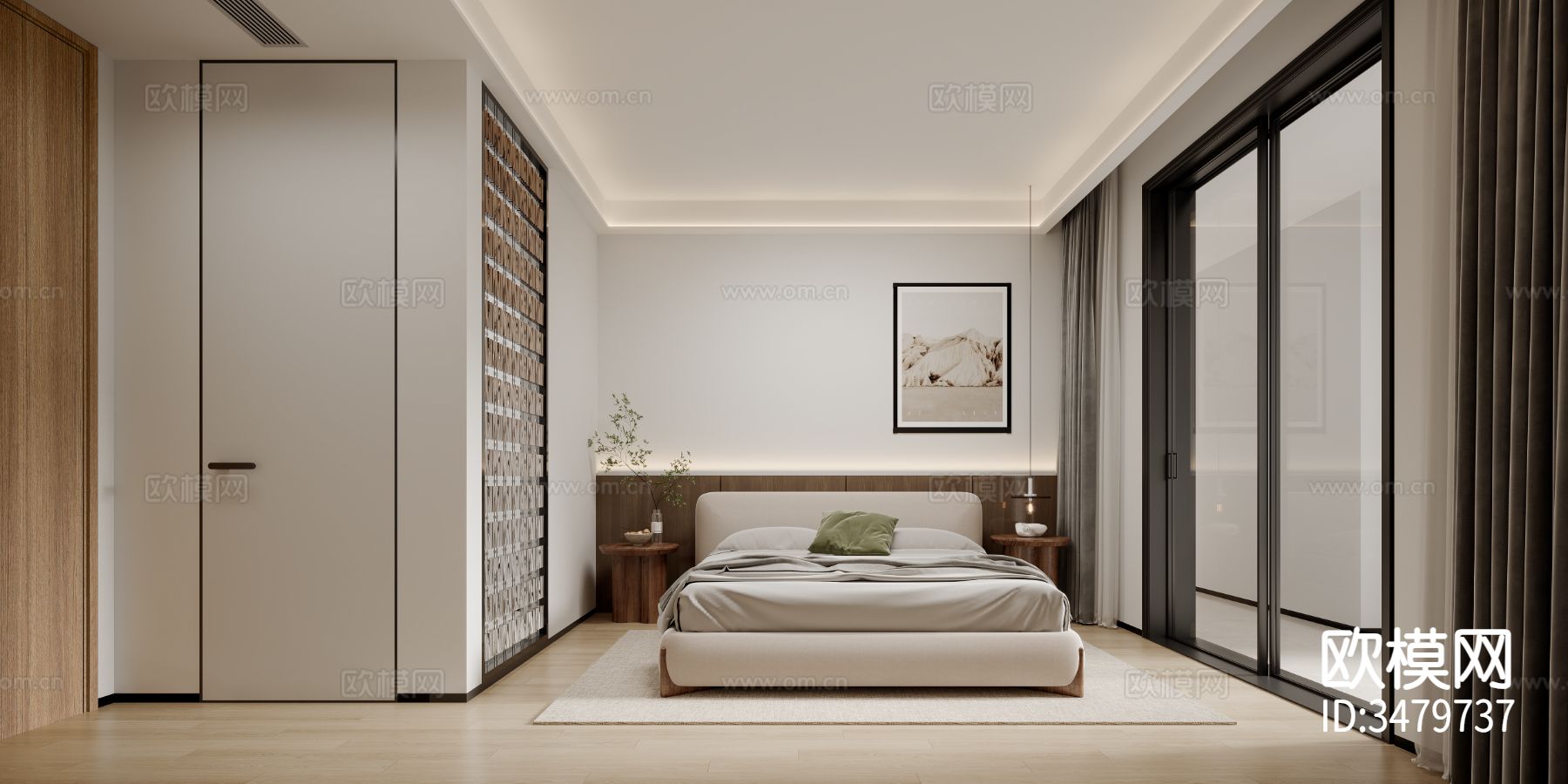 原木风大平层装修效果图下载（渲染图5）