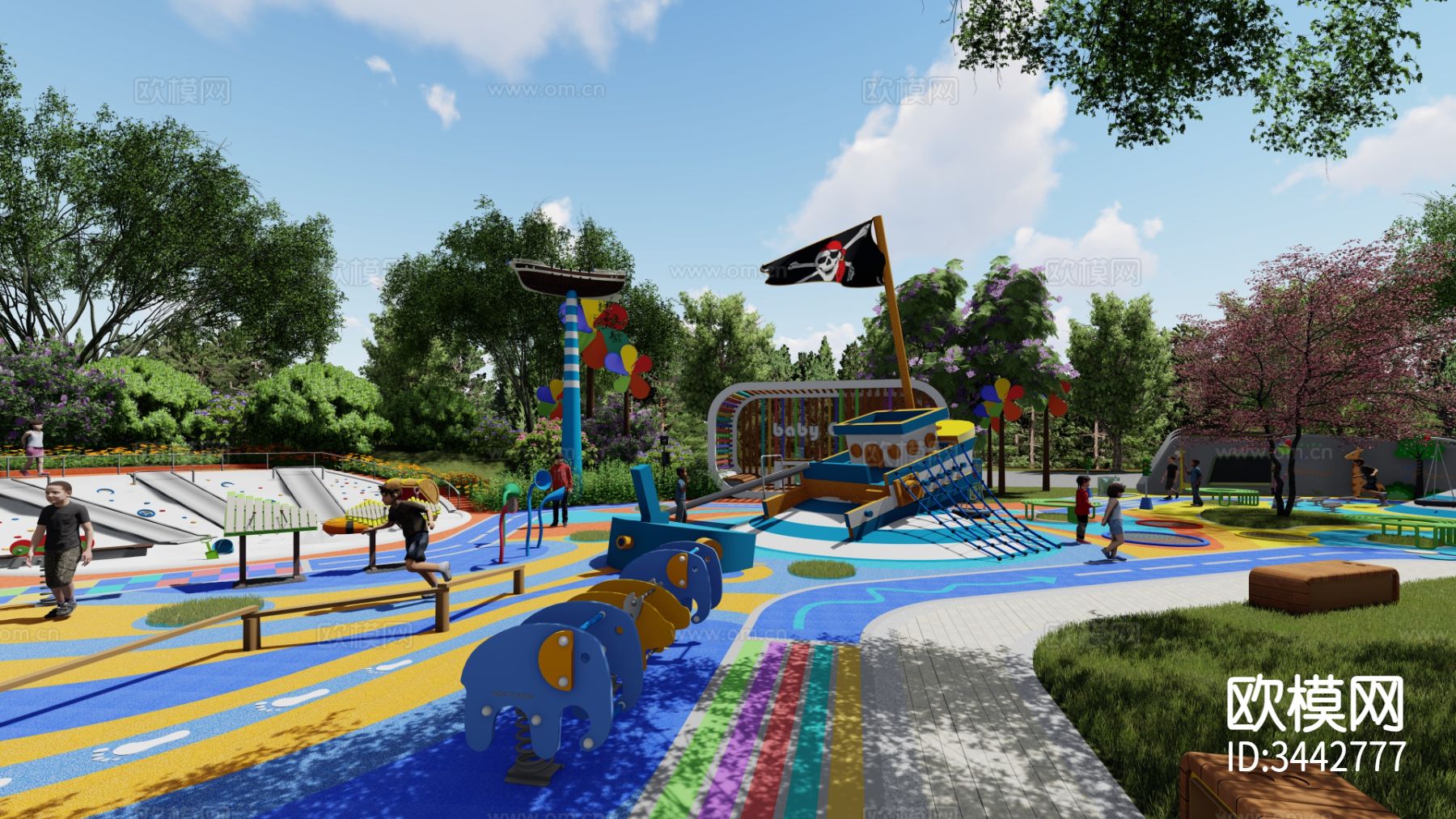 航海船 儿童乐园效果图下载（渲染图1）