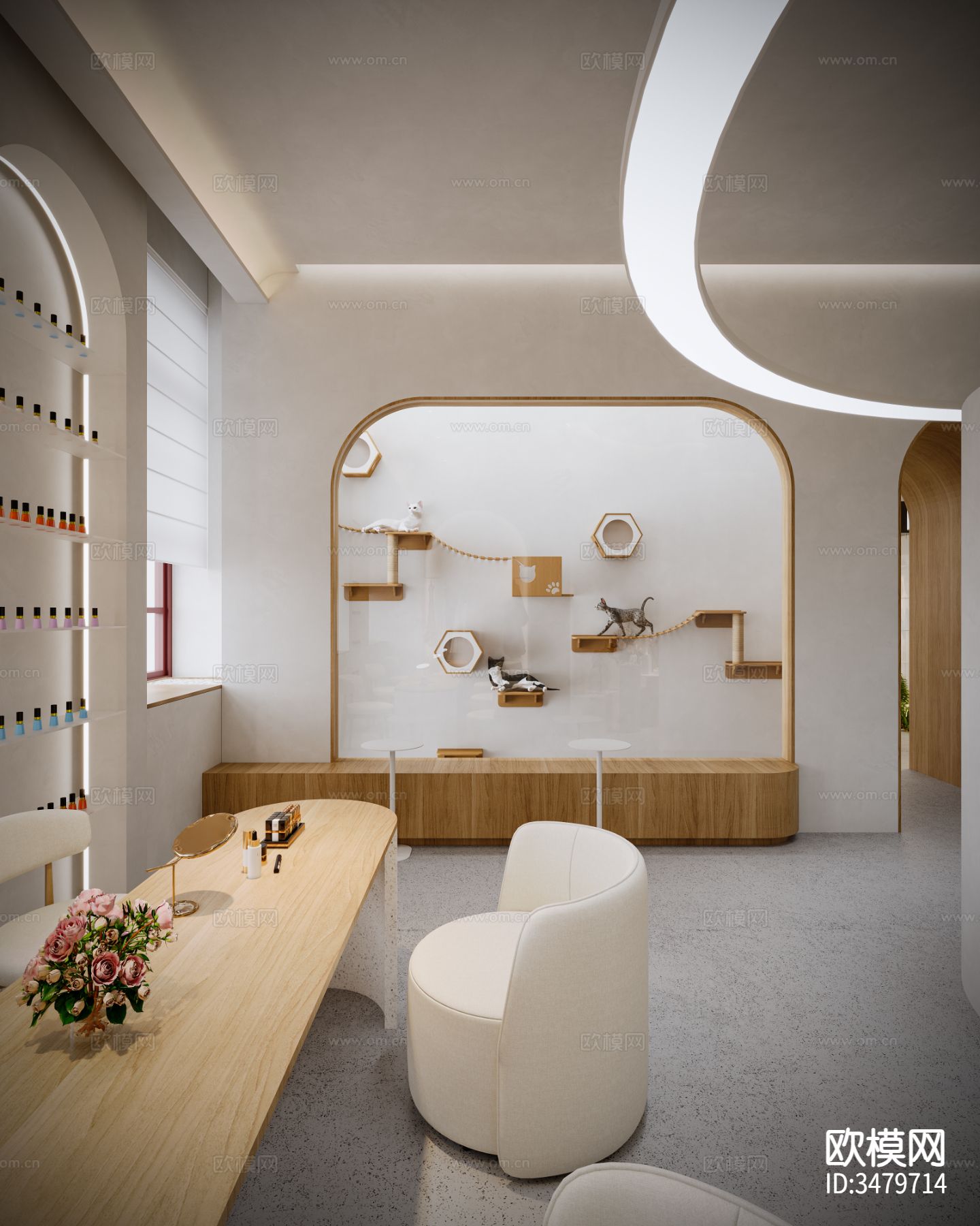 猫咪咖馆厅装修效果图下载（渲染图6）