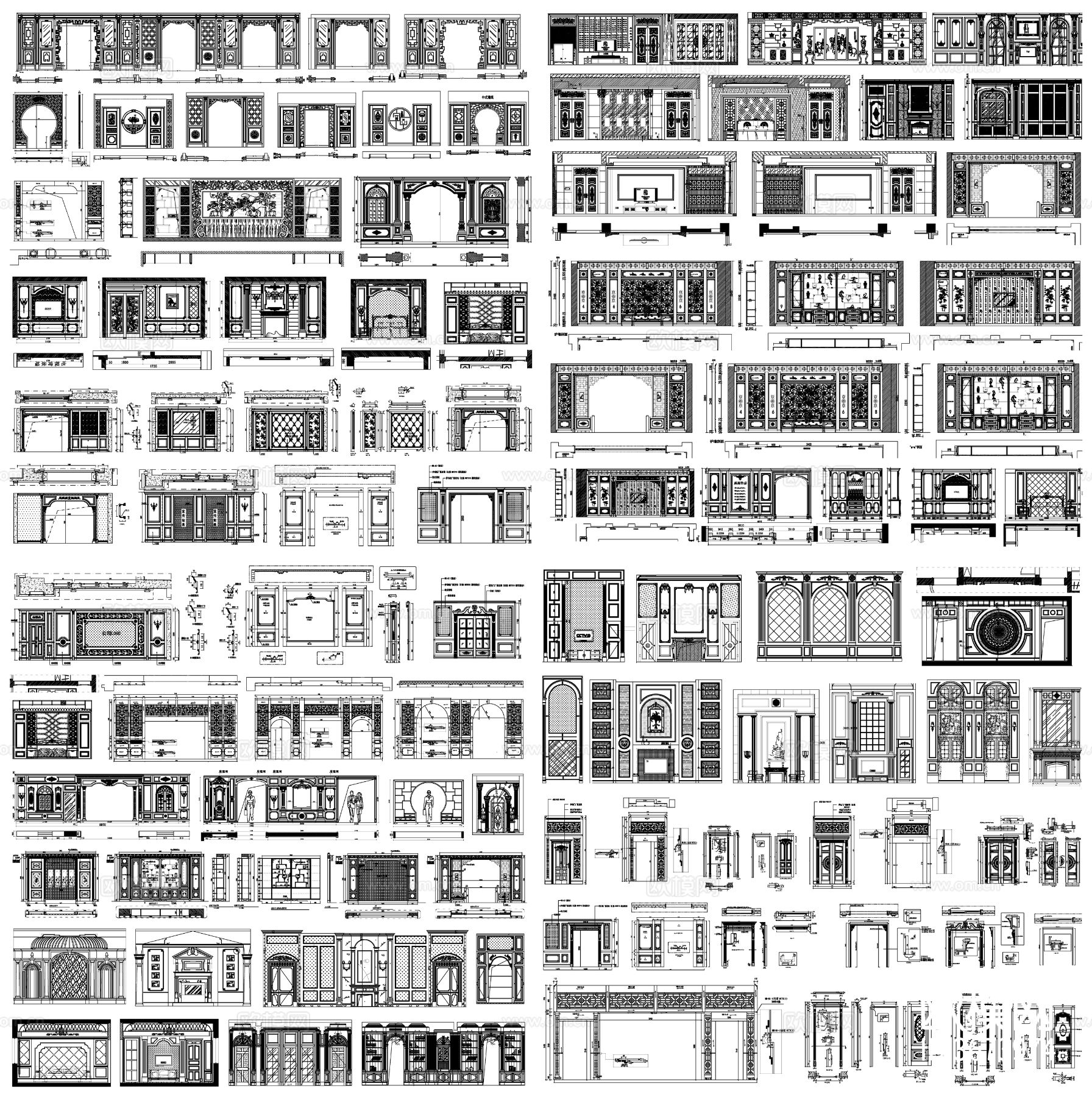 沙发背景墙 电视背景墙 卧室背景墙CAD图库下载（渲染图2）