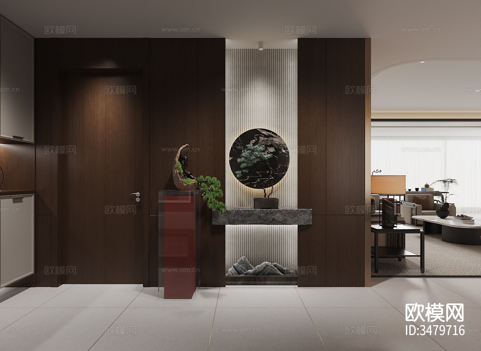 新中式客厅装修效果图下载（渲染图4）