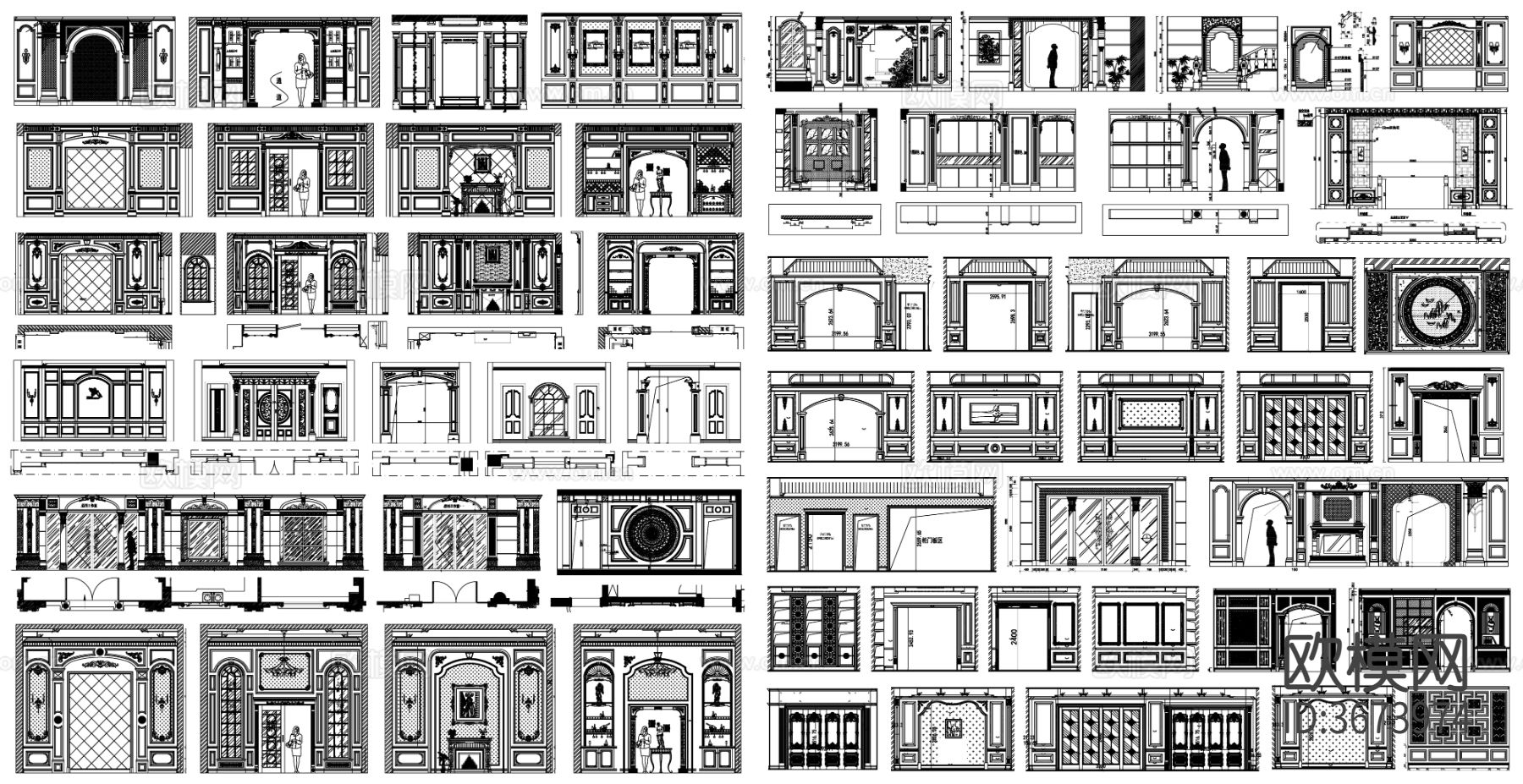 沙发背景墙 电视背景墙 卧室背景墙CAD图库下载（渲染图1）