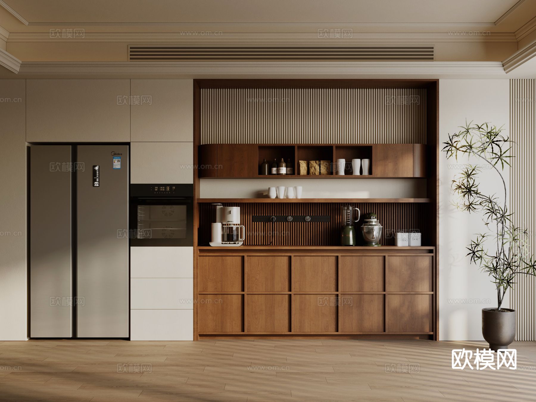 中古风餐边柜3d模型下载