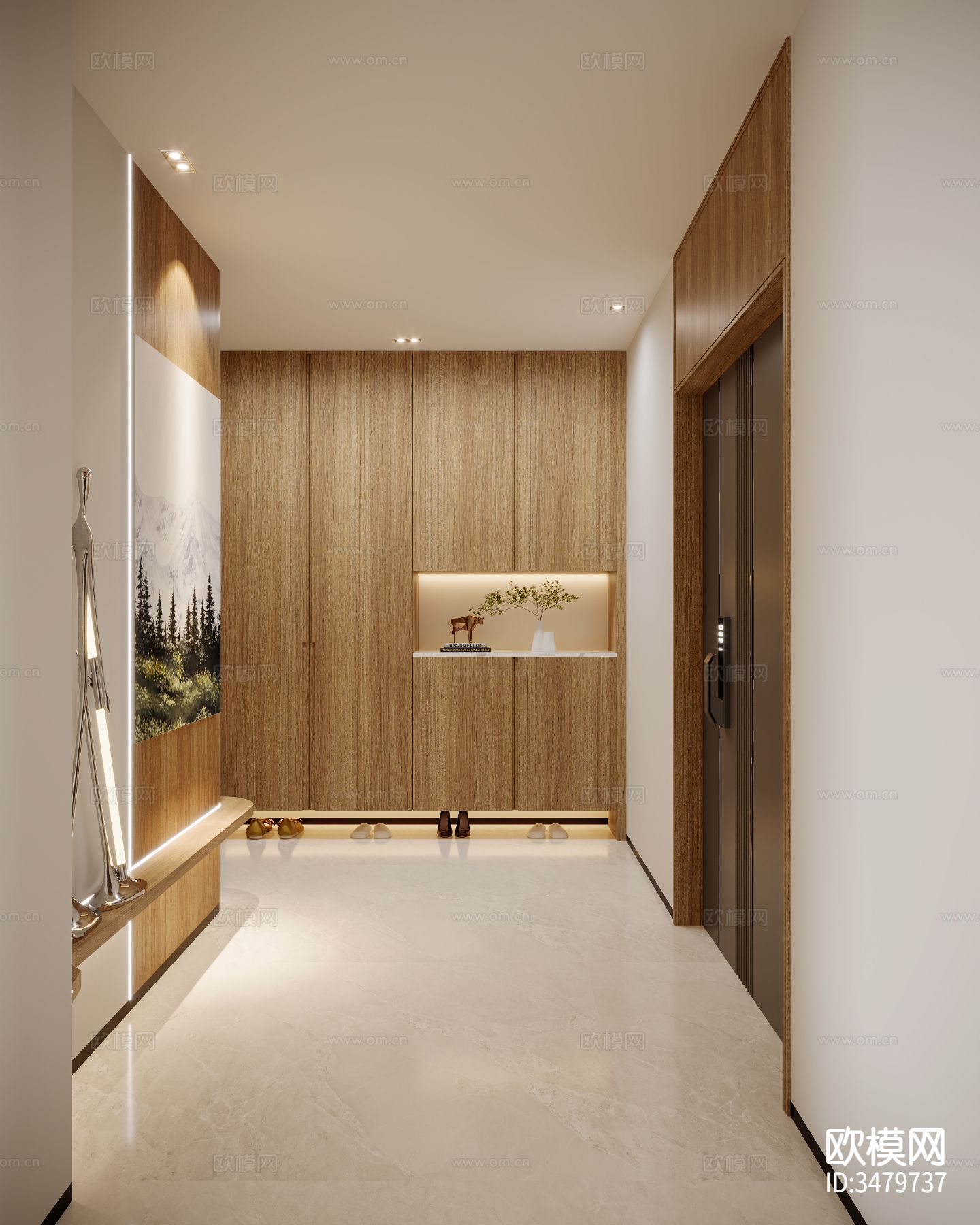 原木风大平层装修效果图下载（渲染图6）