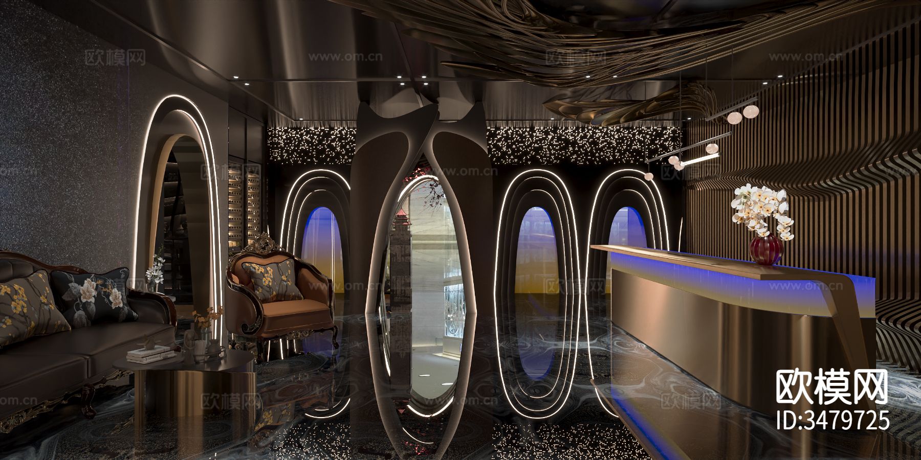 餐饮会所 西餐厅装修效果图下载（渲染图2）