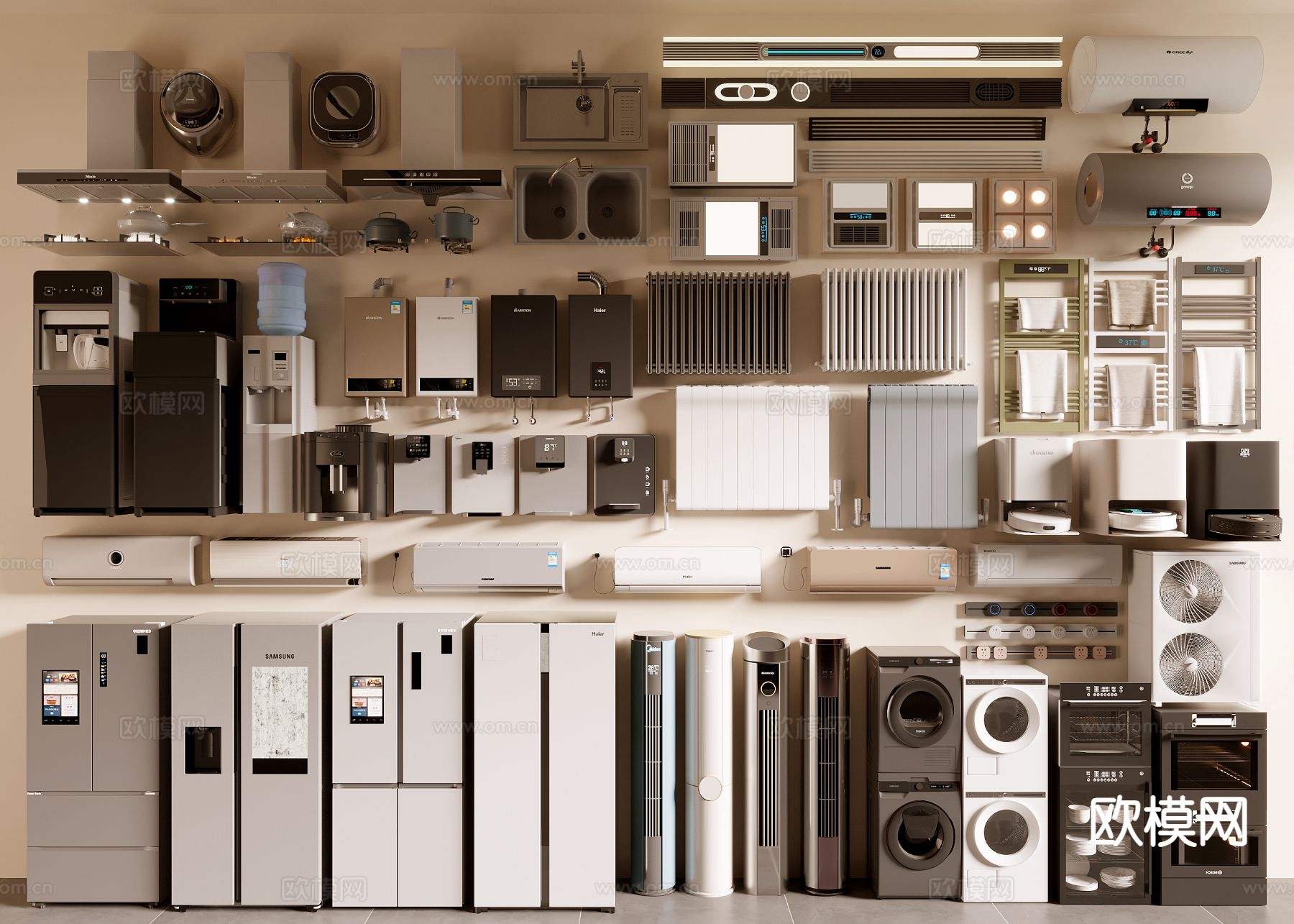 家用电器 冰箱 空调 热水器3d模型下载