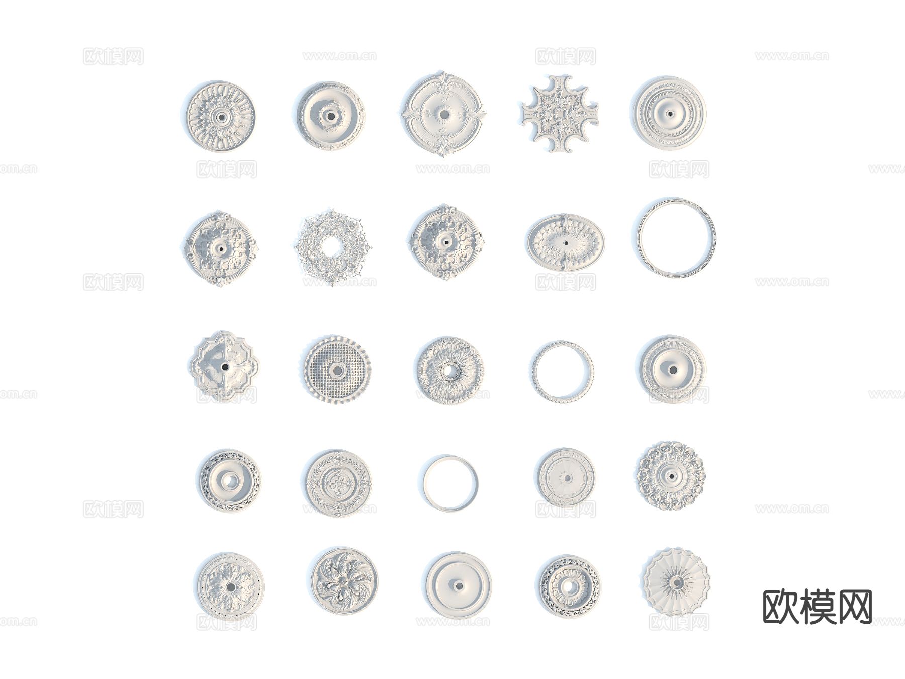 欧式石膏灯盘 雕花构件3d模型