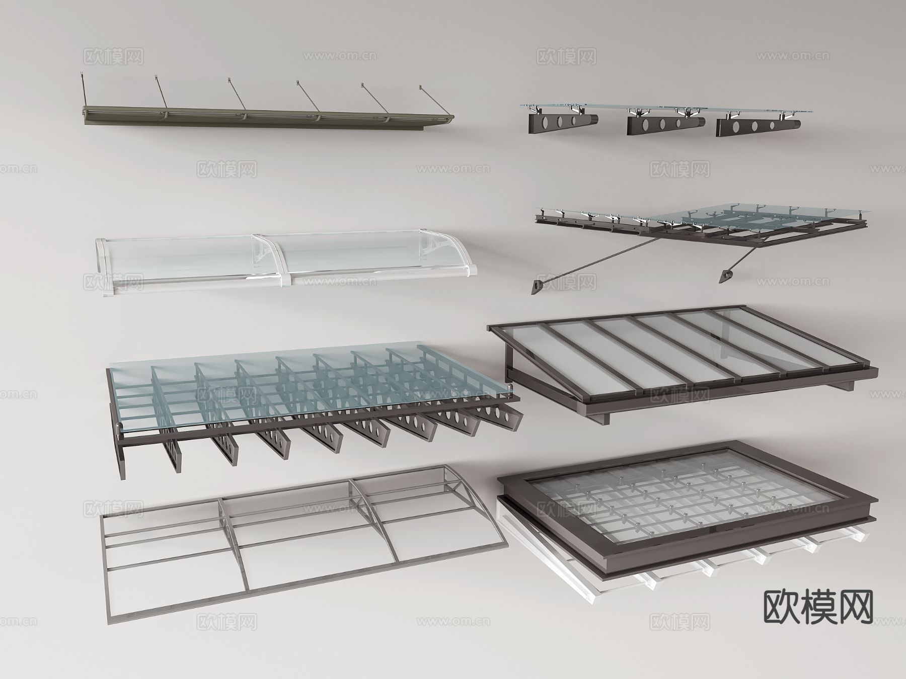 现代玻璃雨棚 遮阳棚 雨搭 户外雨棚3d模型