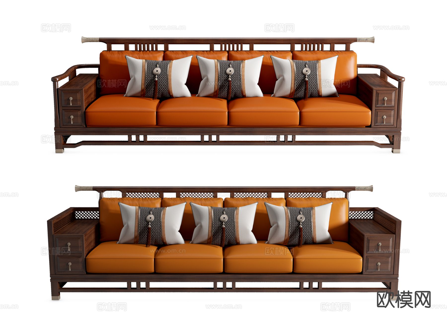 多人沙发 皮革沙发su模型下载（渲染图2）