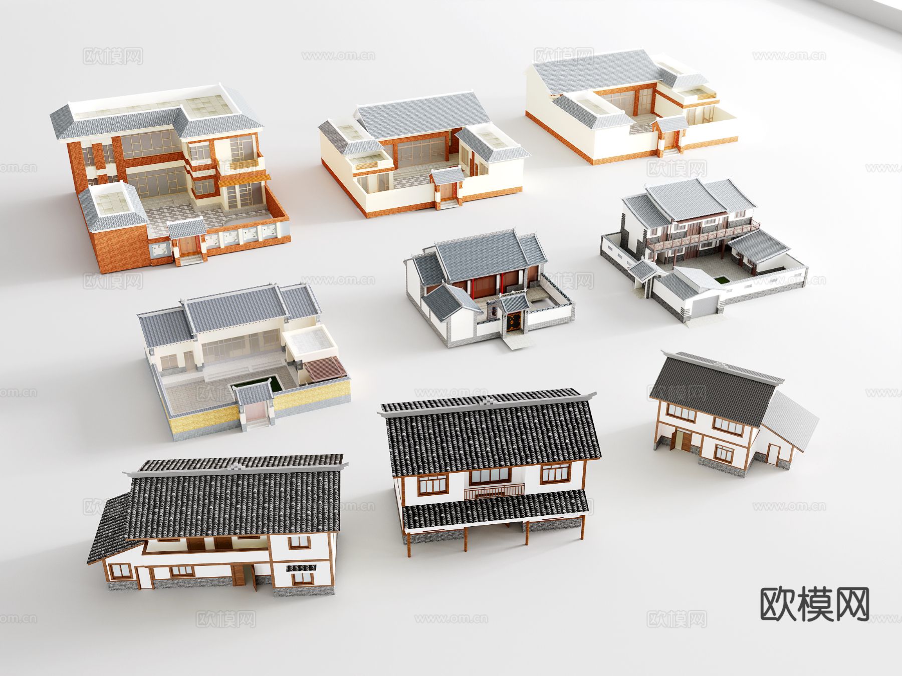 中式乡村民房 自建房3d模型