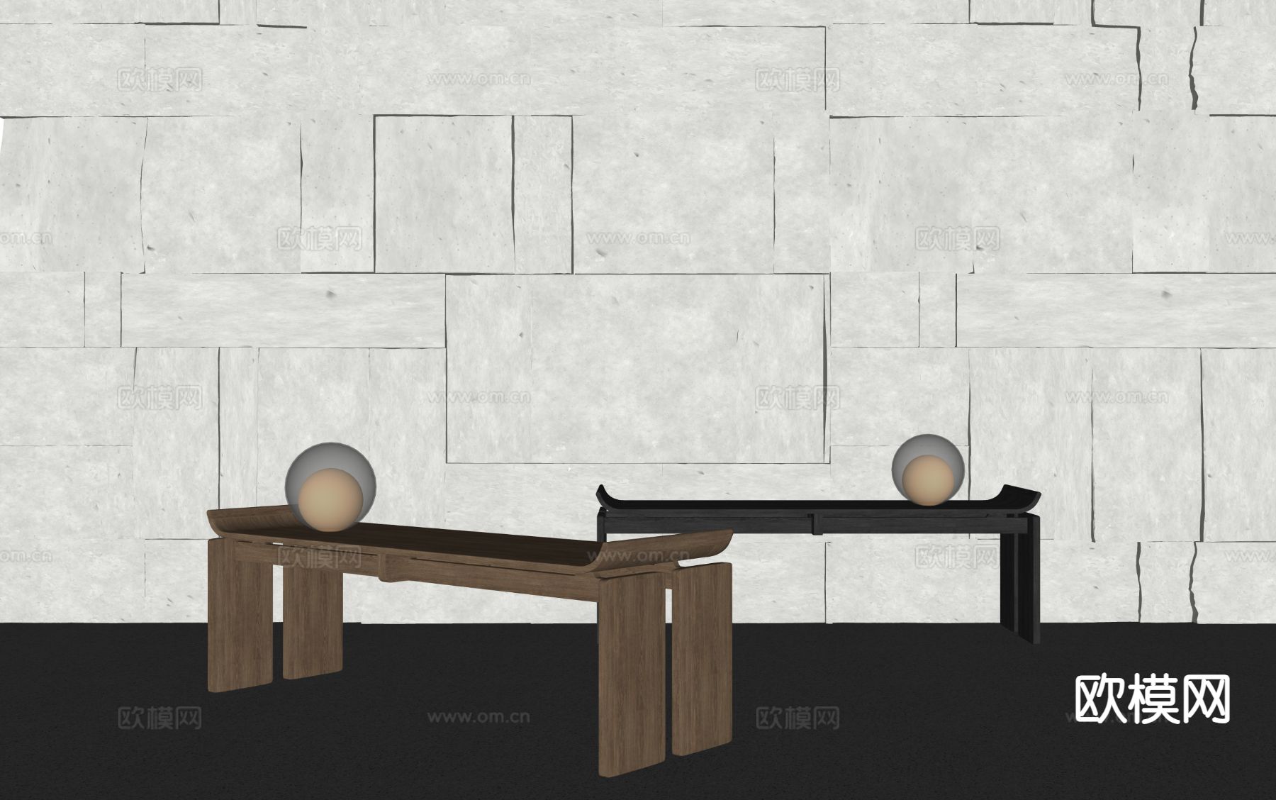 原木风凳子 长凳 木凳su模型下载（渲染图1）
