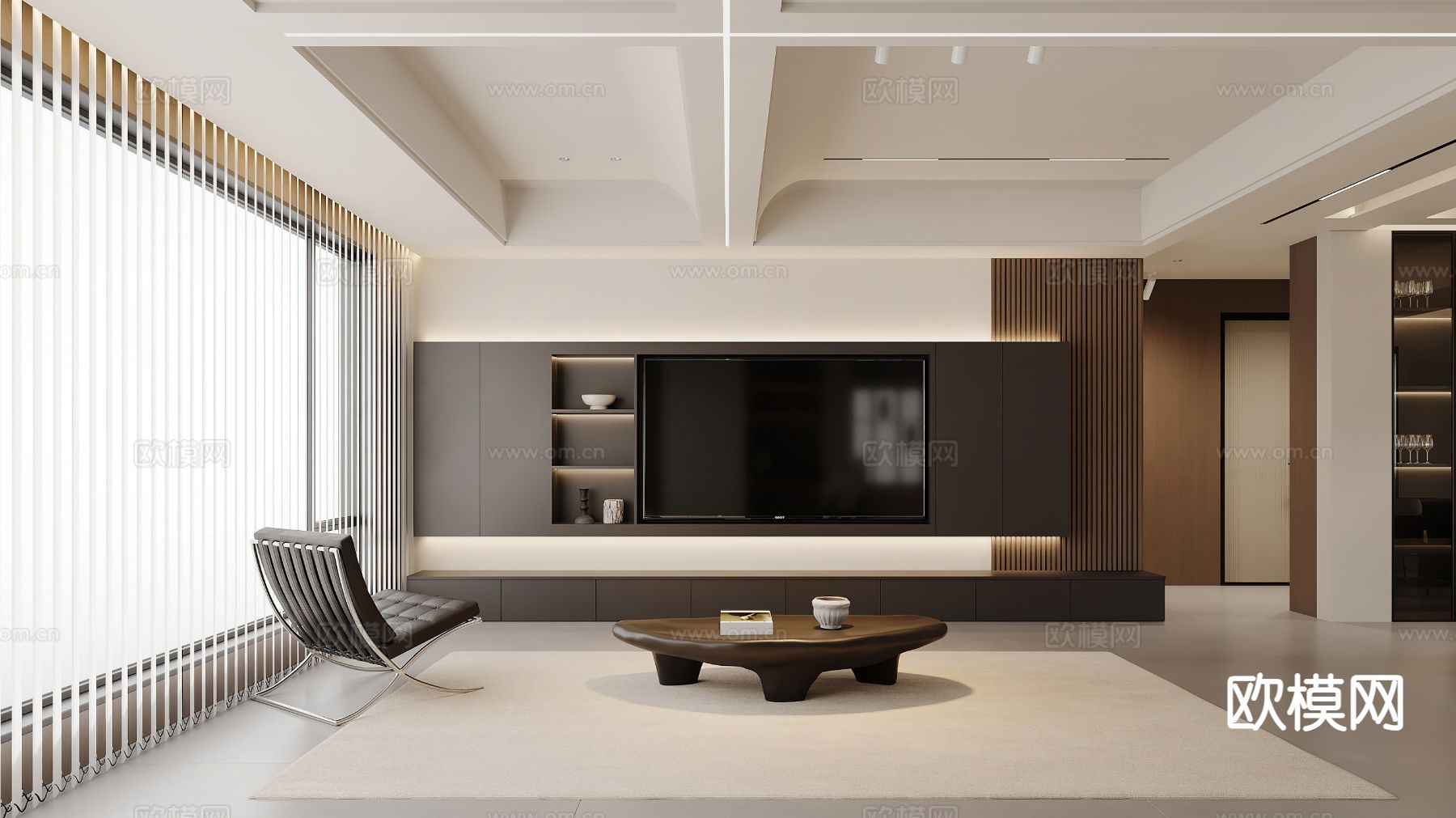 现代电视背景墙3d模型下载