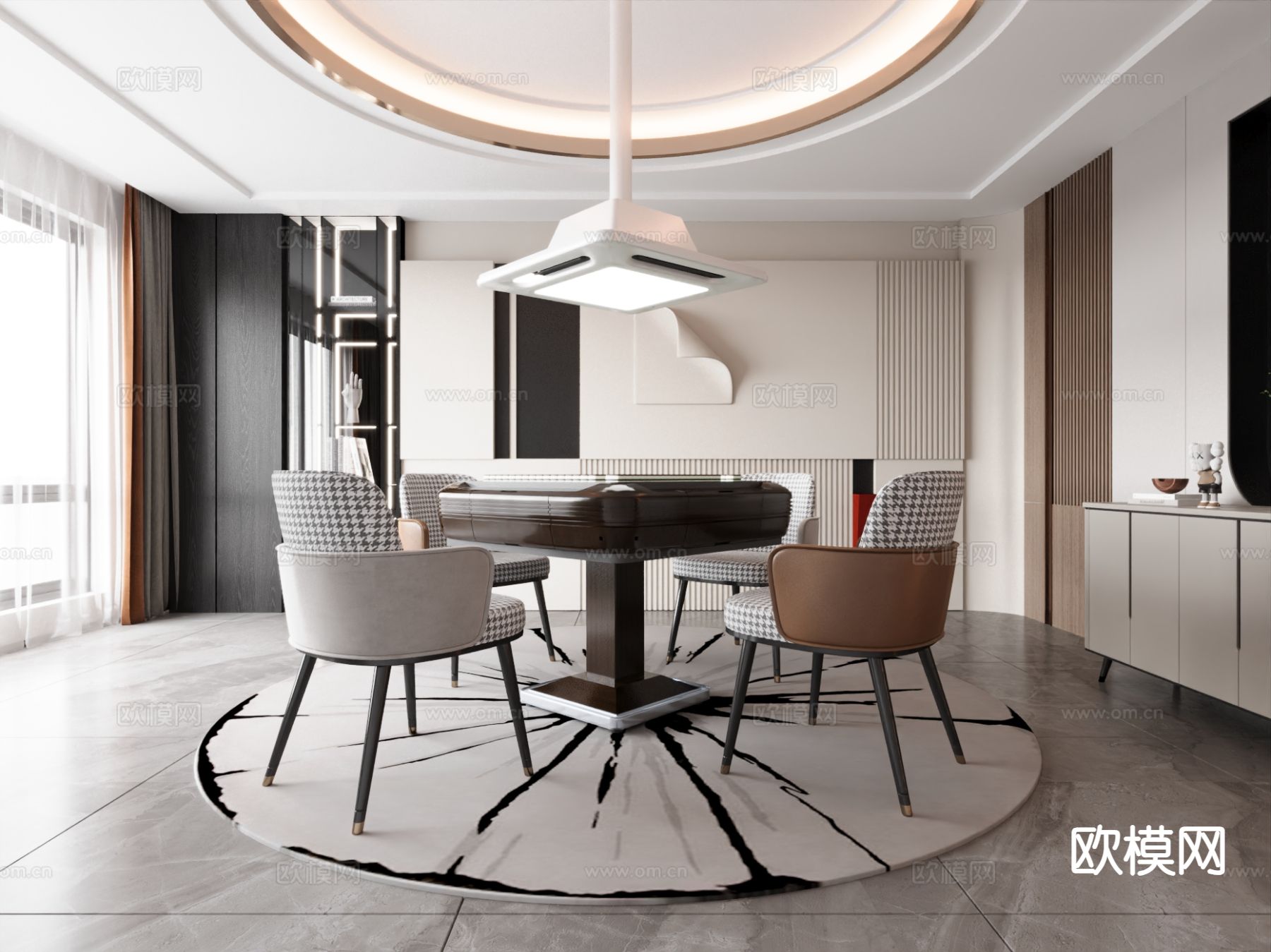 现代休闲室 麻将房su模型下载（渲染图2）