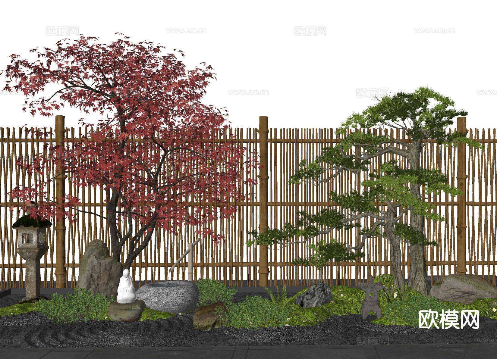 新中式景观树 庭院树 乔木su模型下载（渲染图1）