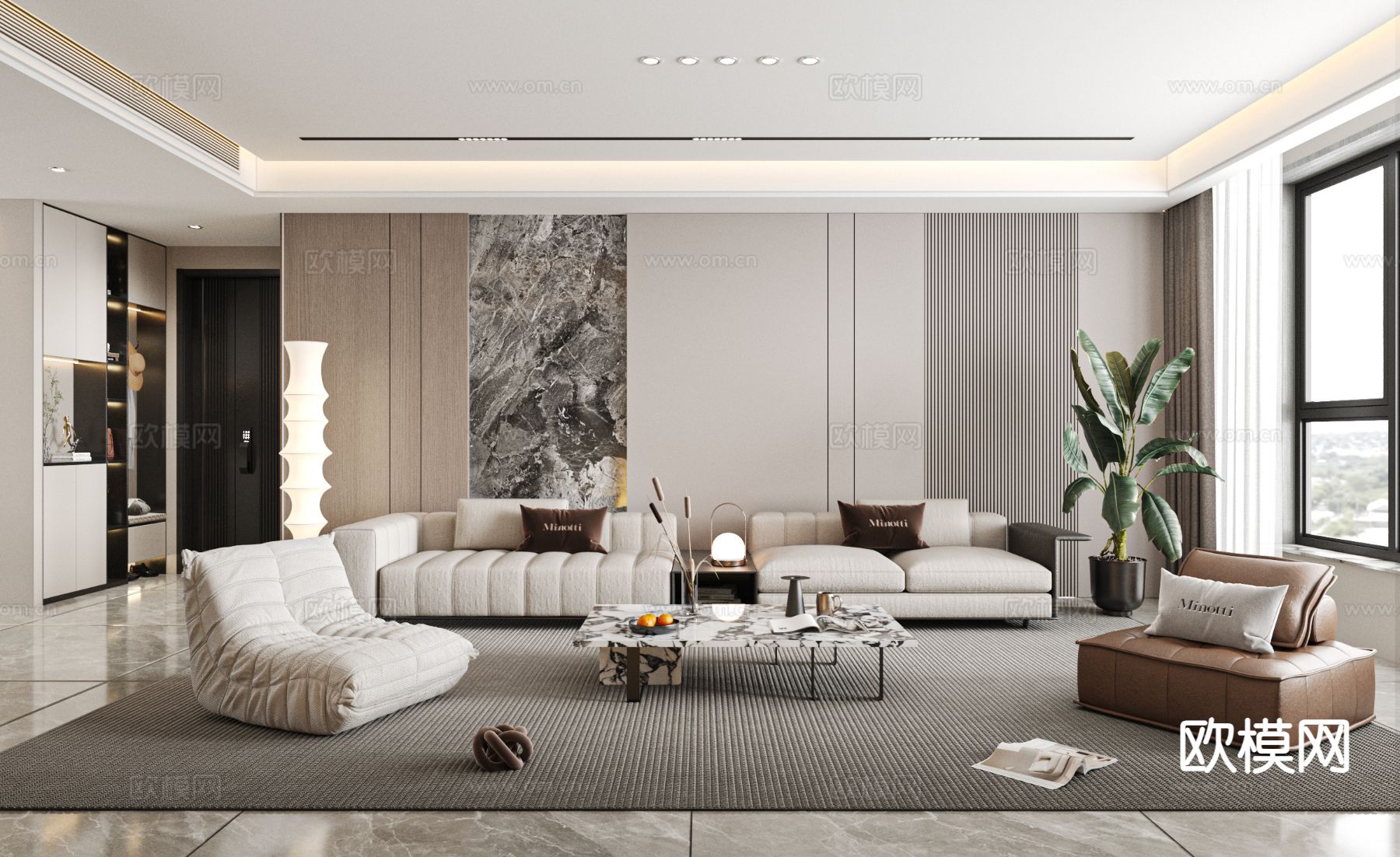 现代客厅3d模型下载