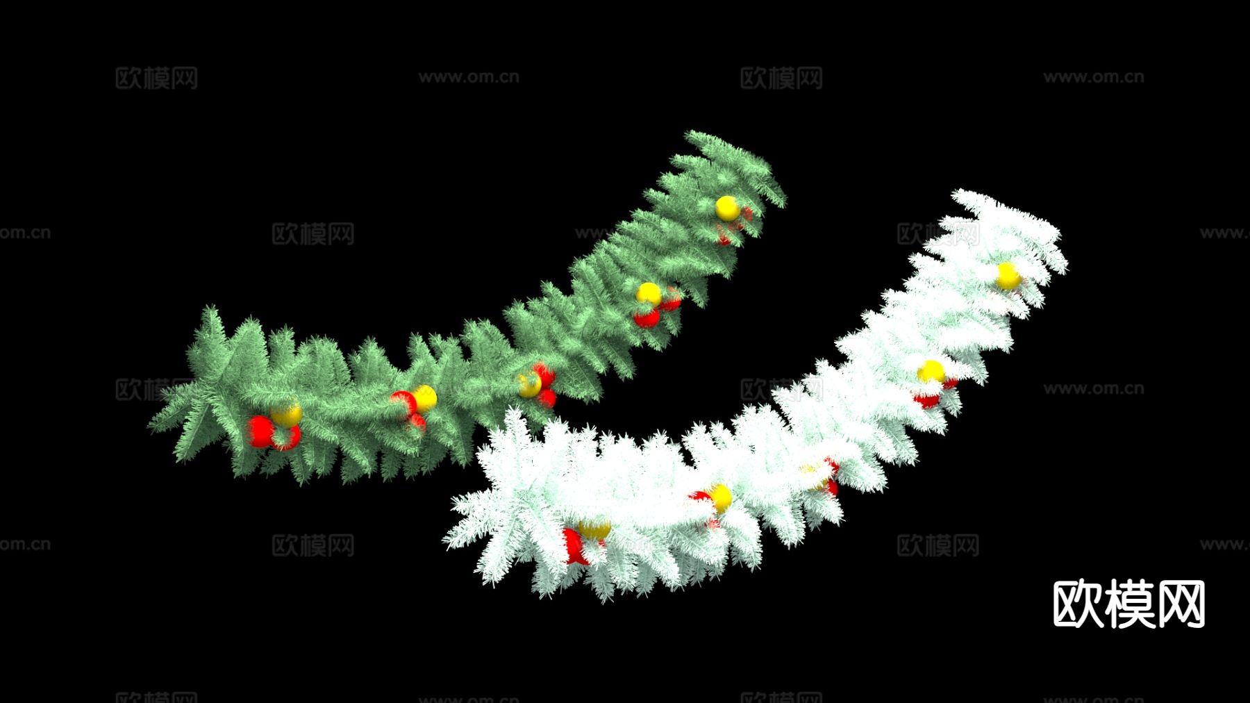 现代圣诞节彩带 挂饰3d模型