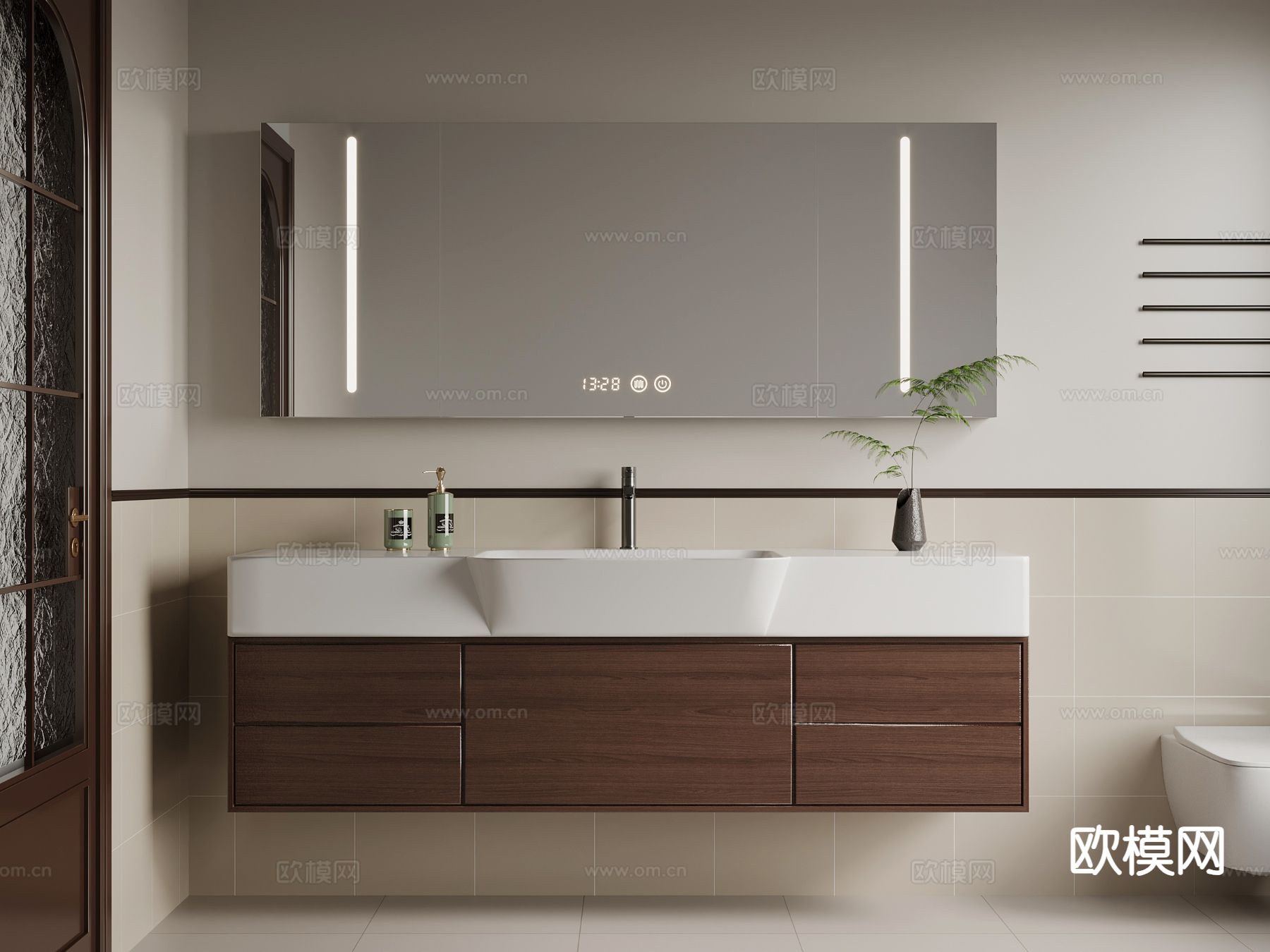 中古风浴室柜 洗手台3d模型下载