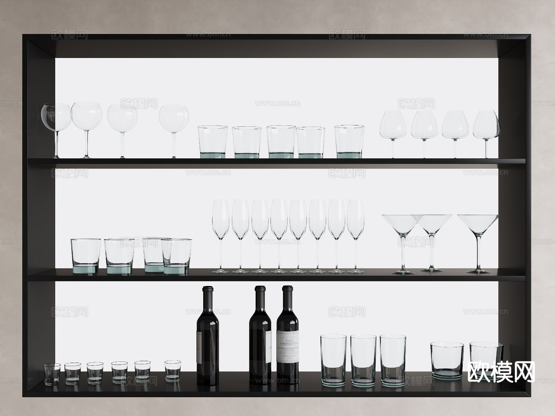 酒具 红酒 酒杯 洋酒 玻璃杯su模型下载（渲染图2）