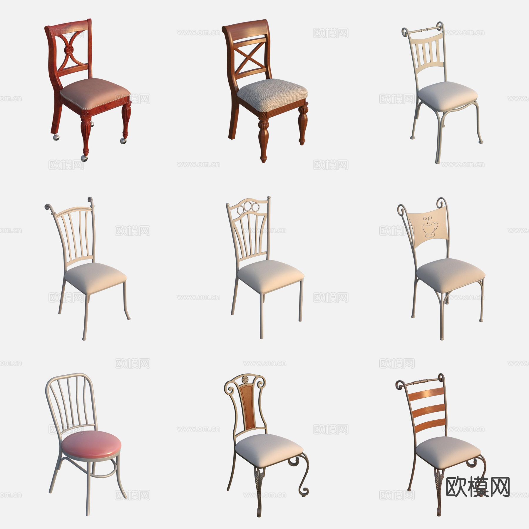 欧式休闲椅 高脚凳3d模型下载