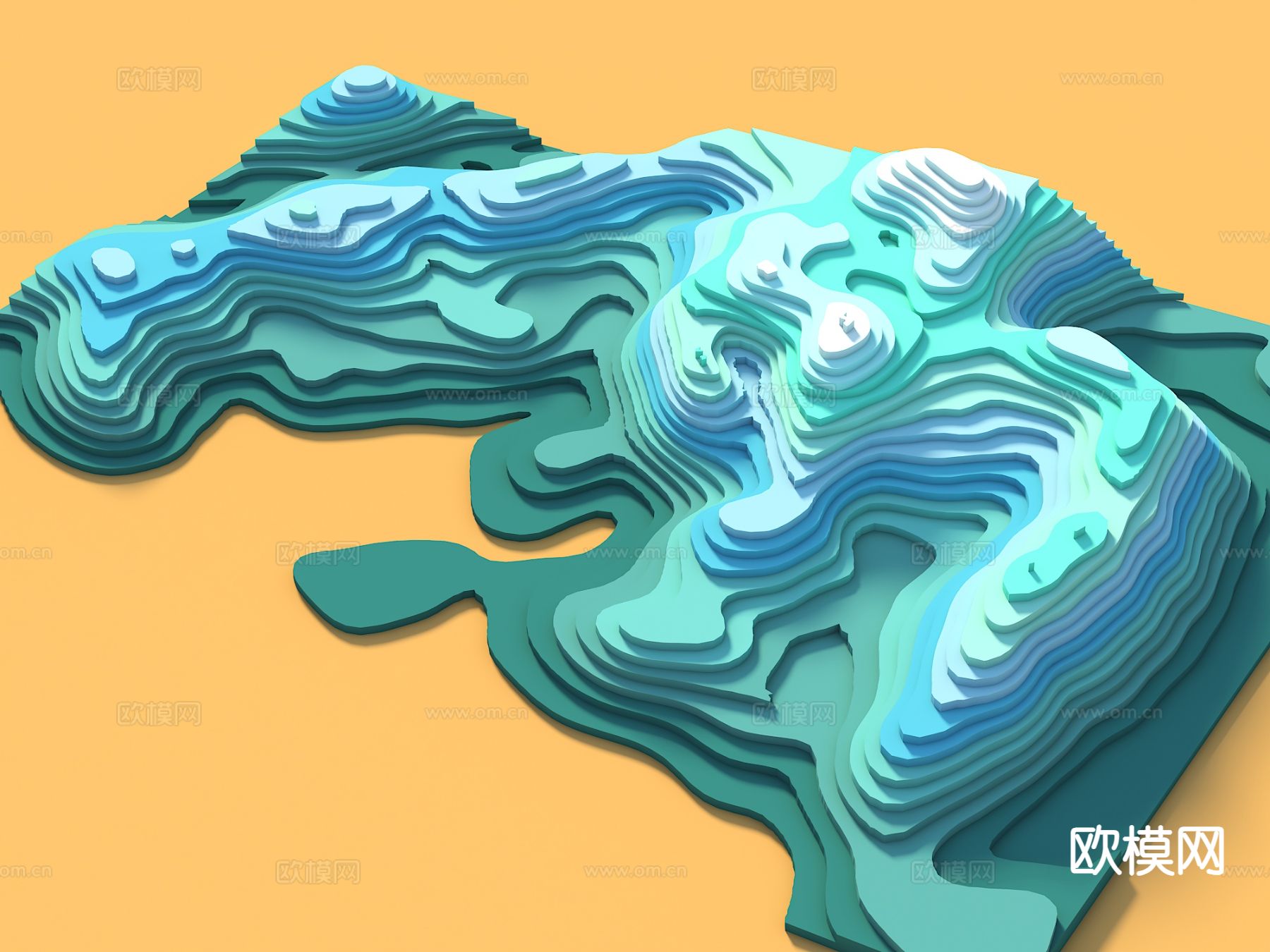 现代景观群山 山体地形3d模型