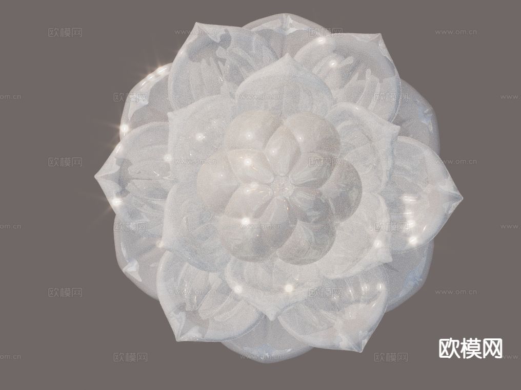 中式白玉雪莲 莲花玉石3d模型