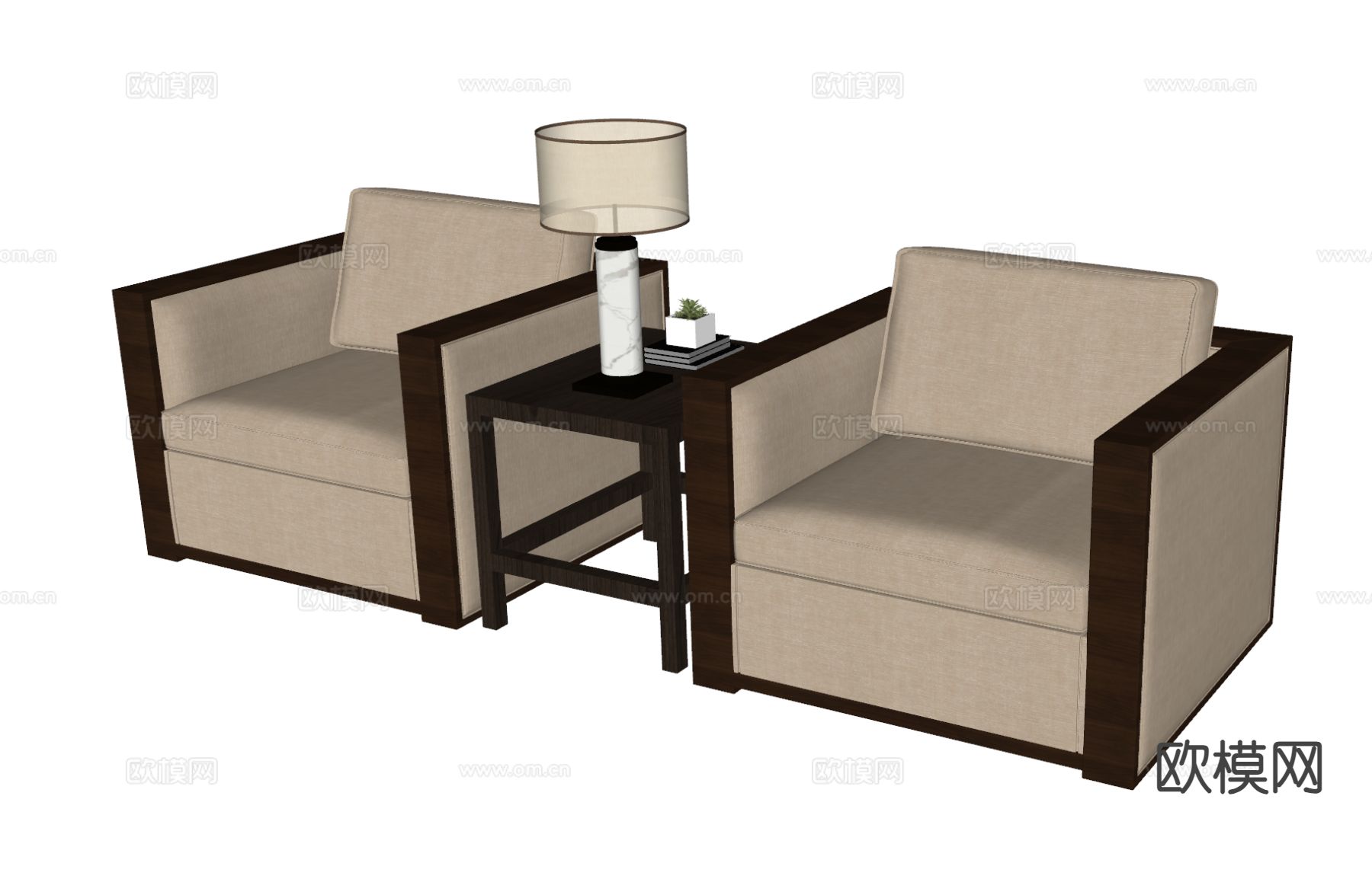 现代单人沙发su模型下载（渲染图1）