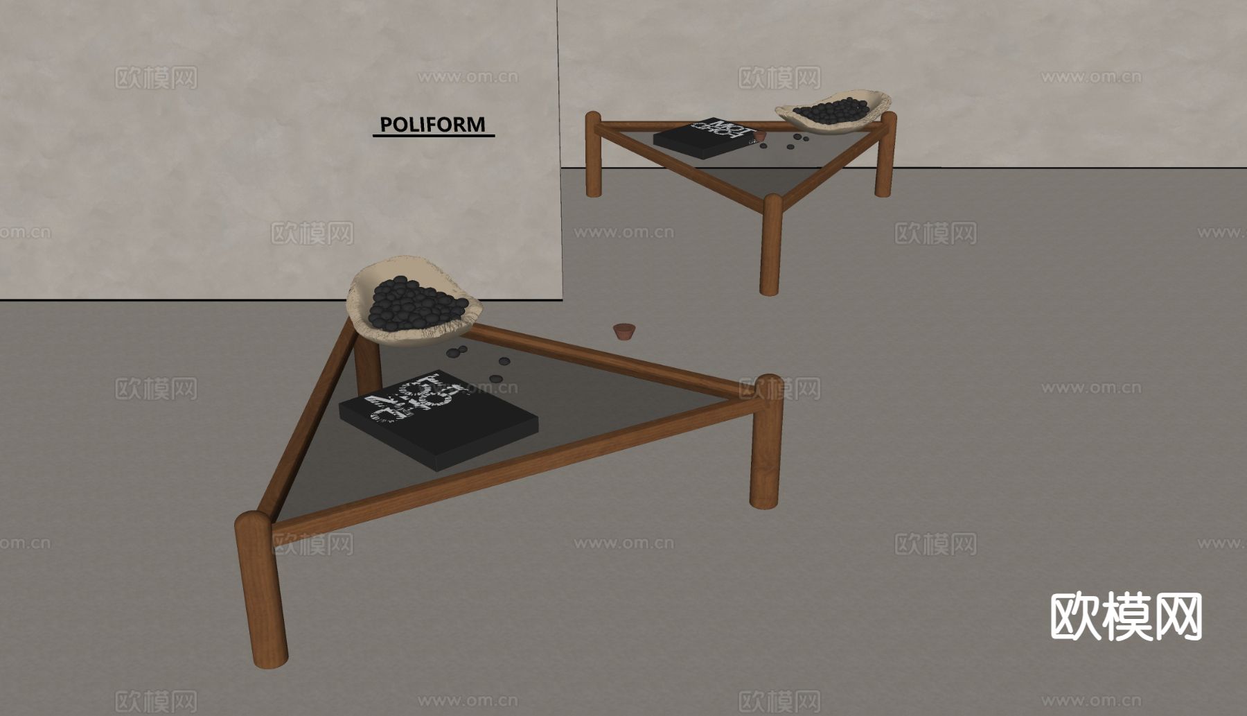 poliform 意式茶几 亚克力茶几su模型下载（渲染图1）