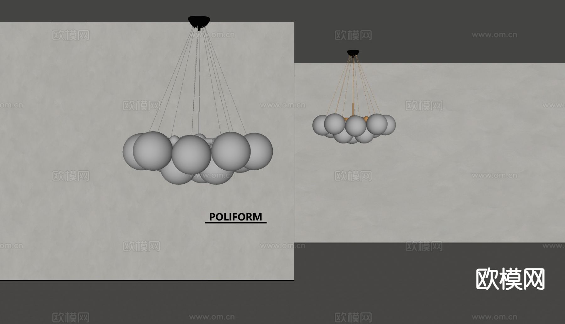 poliform 意式吊灯 大厅吊灯su模型下载（渲染图1）