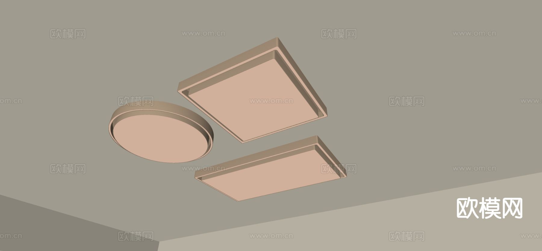 几何吸顶灯 卧室灯 客厅灯su模型下载（渲染图1）