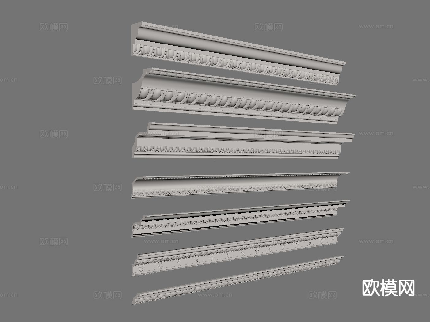 简欧石膏线条 天际线su模型下载（渲染图1）