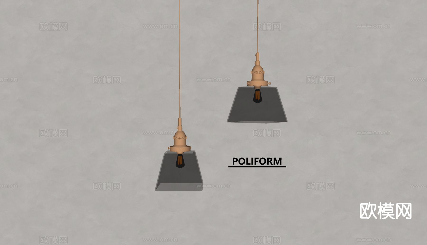 poliform 意式吊灯 玻璃吊灯su模型下载（渲染图1）