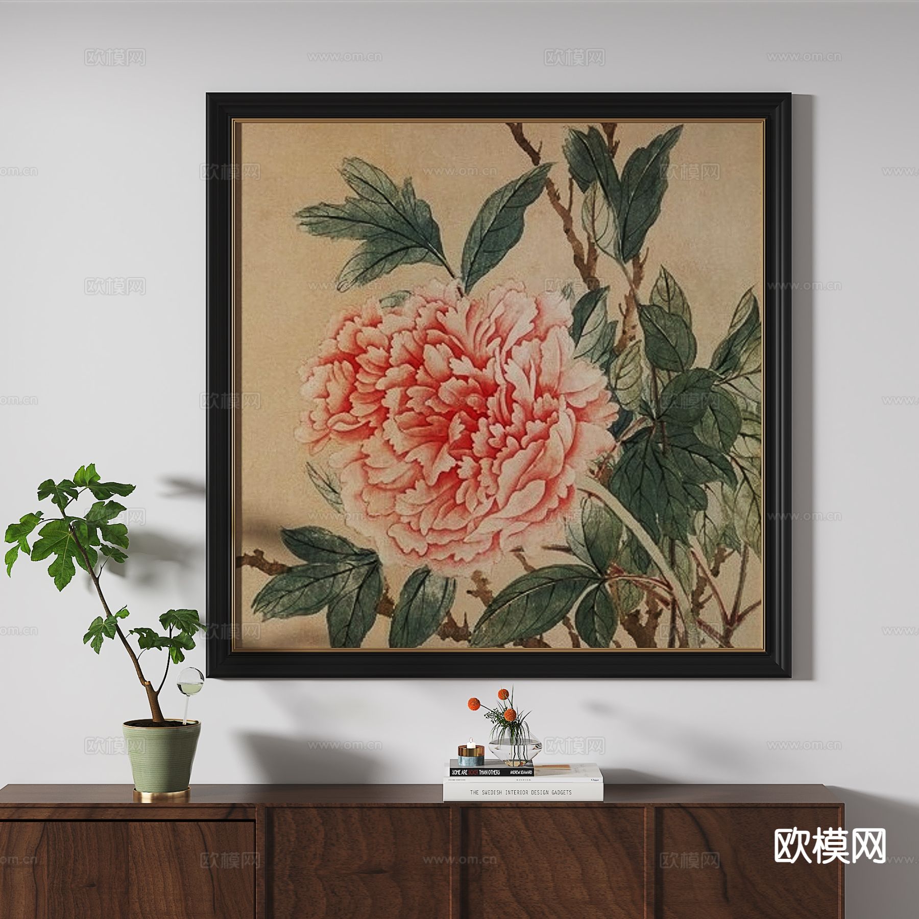 新中式花鸟画 装饰画3d模型