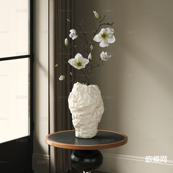 侘寂花瓶 花艺 插花 鲜花3d模型下载