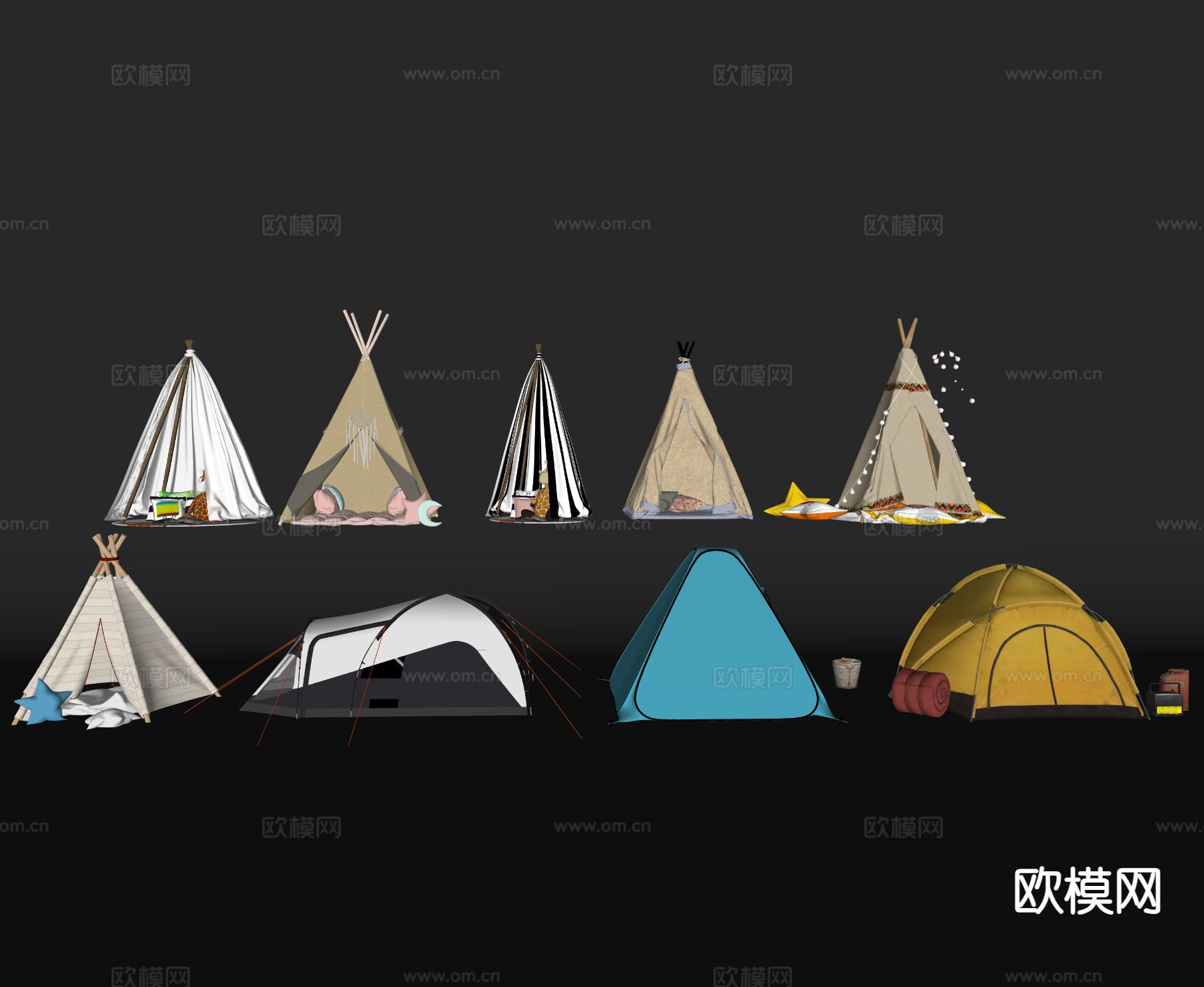 现代露营帐篷su模型下载（渲染图1）